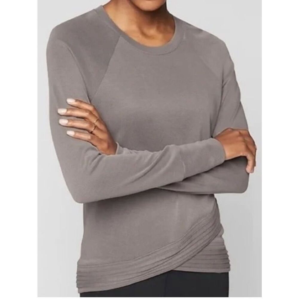 Athleta Serenity Criss Cross Sweatshirt Light Gray Womens Large